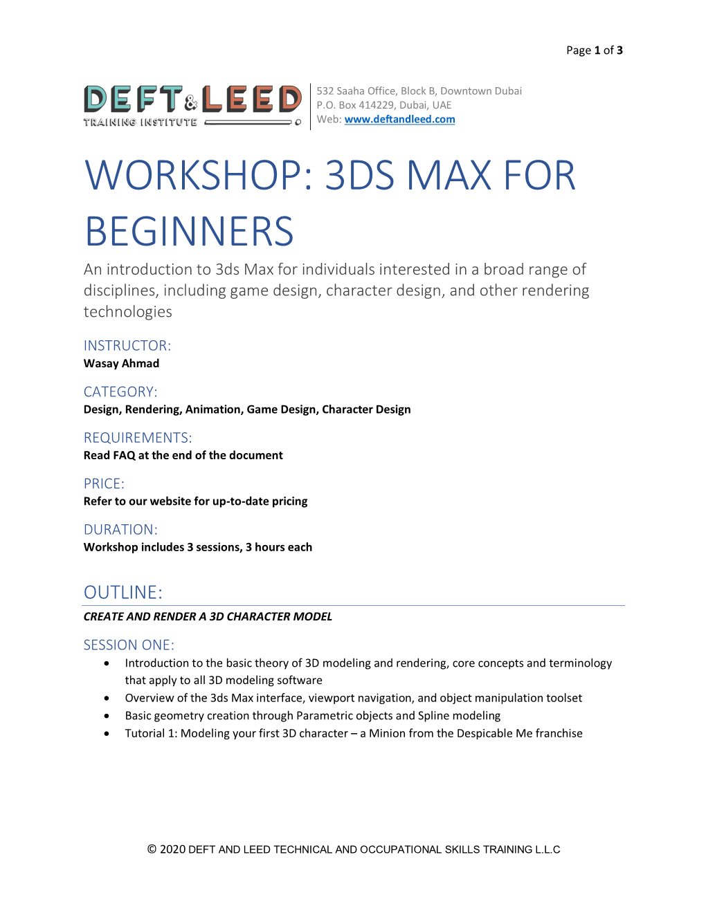 Workshop: 3Ds Max for Beginners