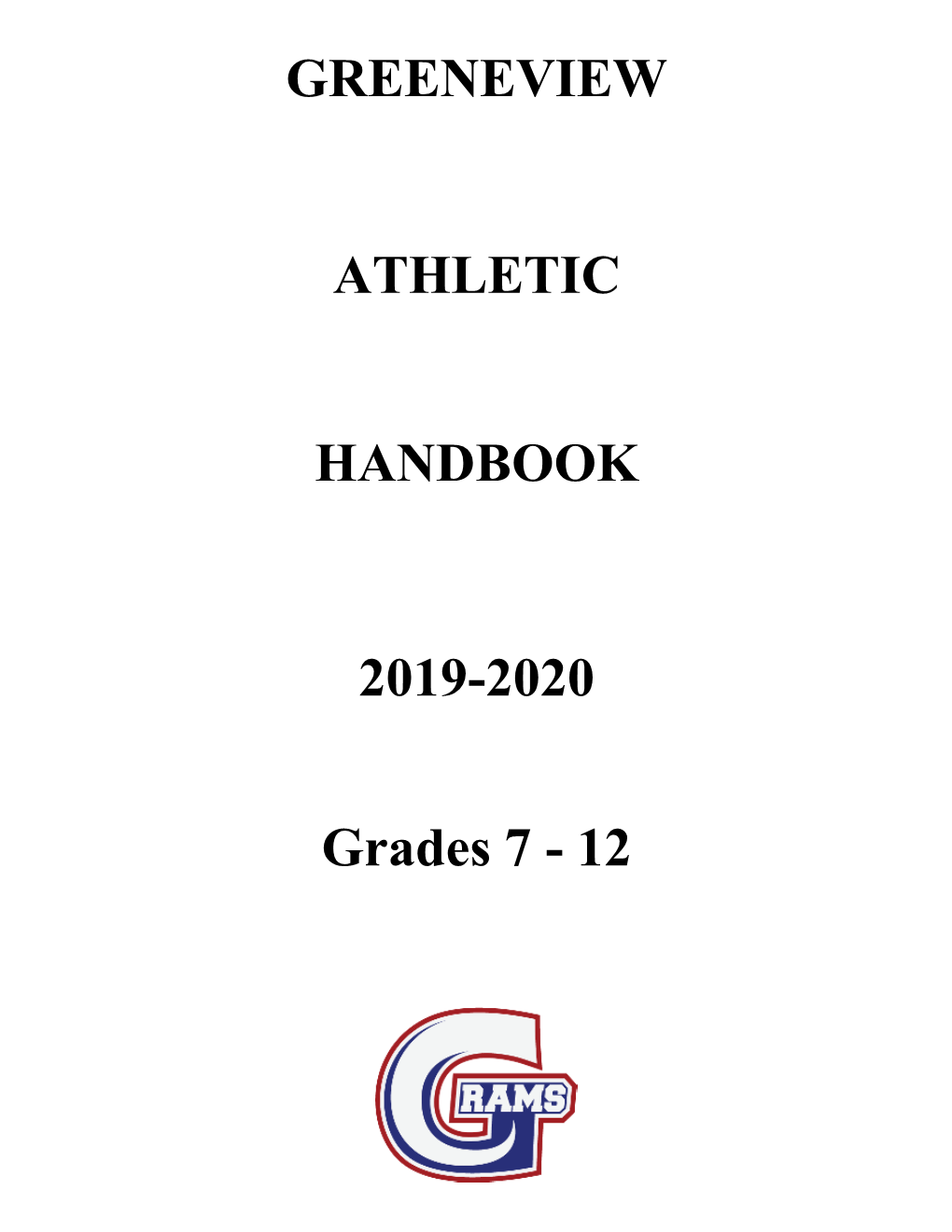 GREENEVIEW ATHLETIC HANDBOOK 2019-2020 Grades 7