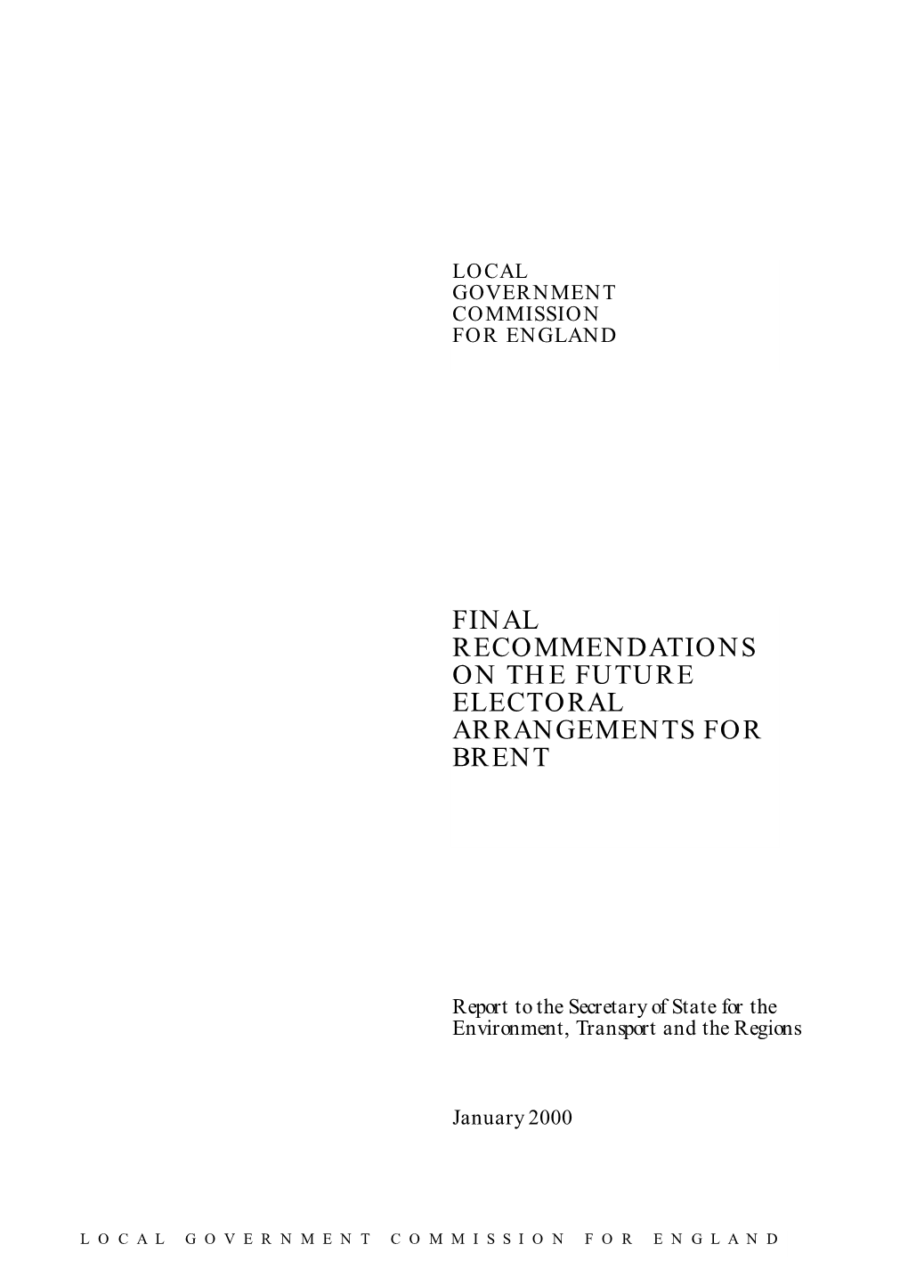 Final Recommendations on the Future Electoral Arrangements for Brent