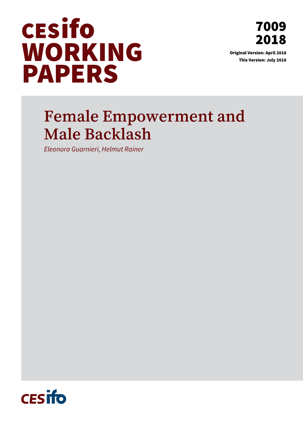 Female Empowerment and Male Backlash Eleonora Guarnieri, Helmut Rainer