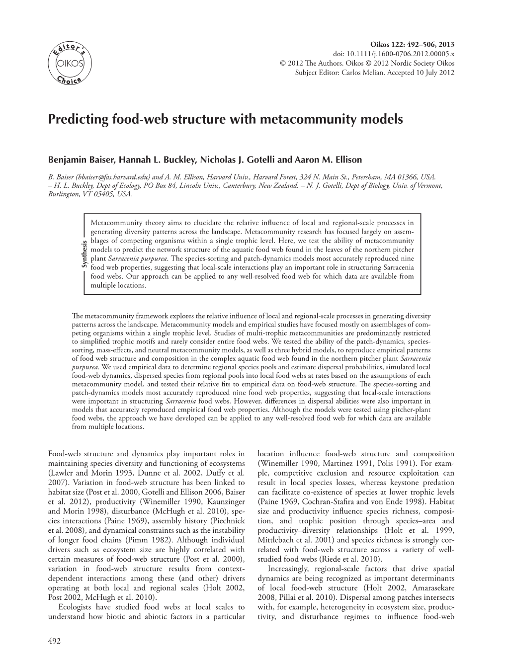 Predicting Food-Web Structure with Metacommunity Models