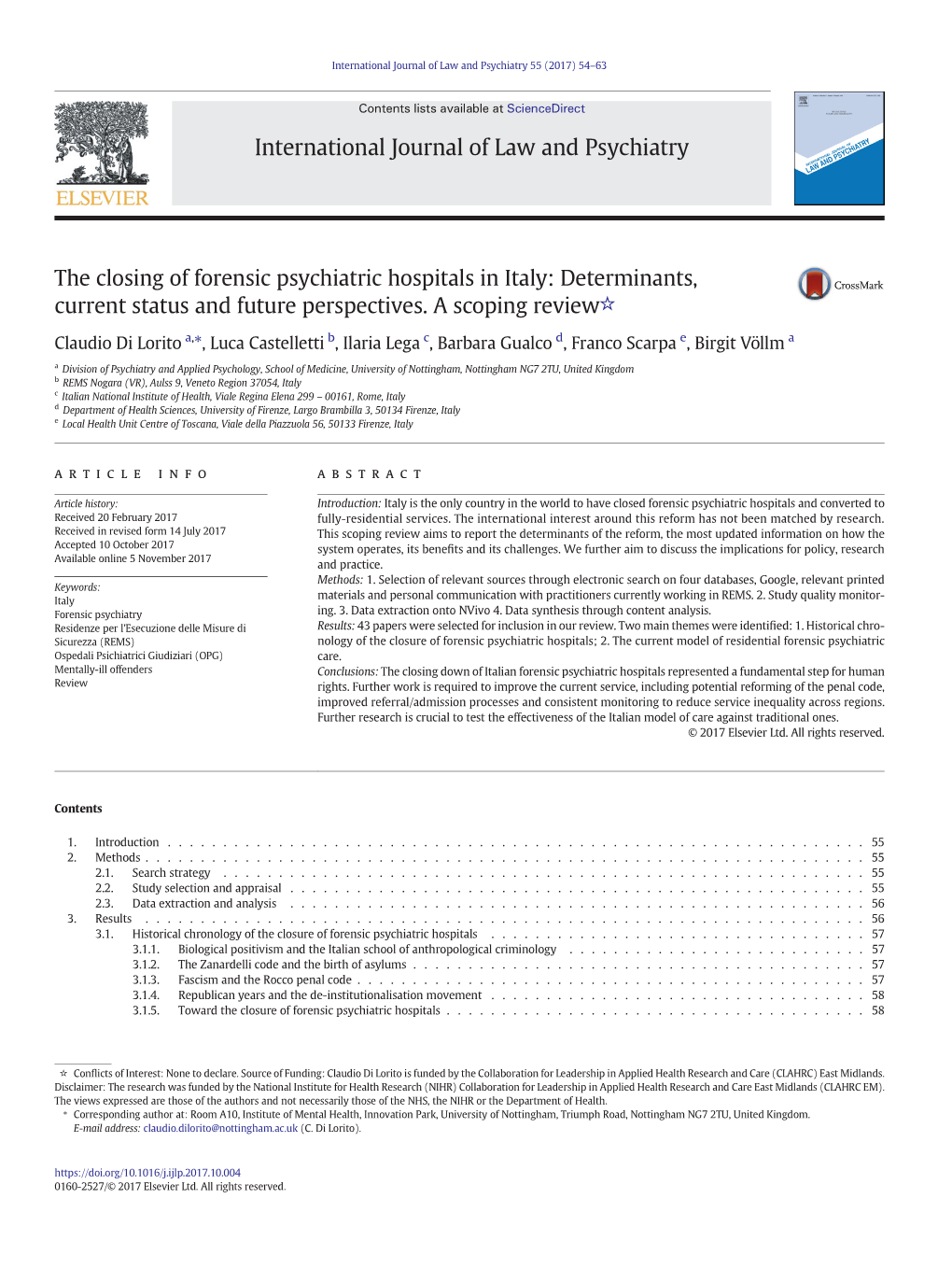 The Closing of Forensic Psychiatric Hospitals in Italy: Determinants, Current Status and Future Perspectives