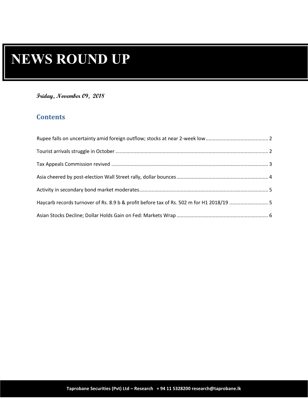 News Round Up