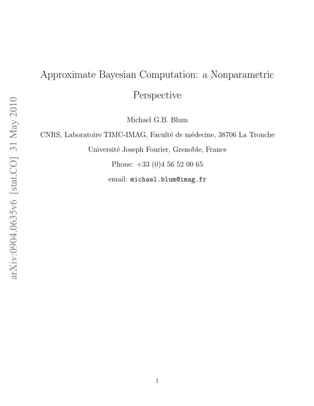 Approximate Bayesian Computation: a Nonparametric Perspective