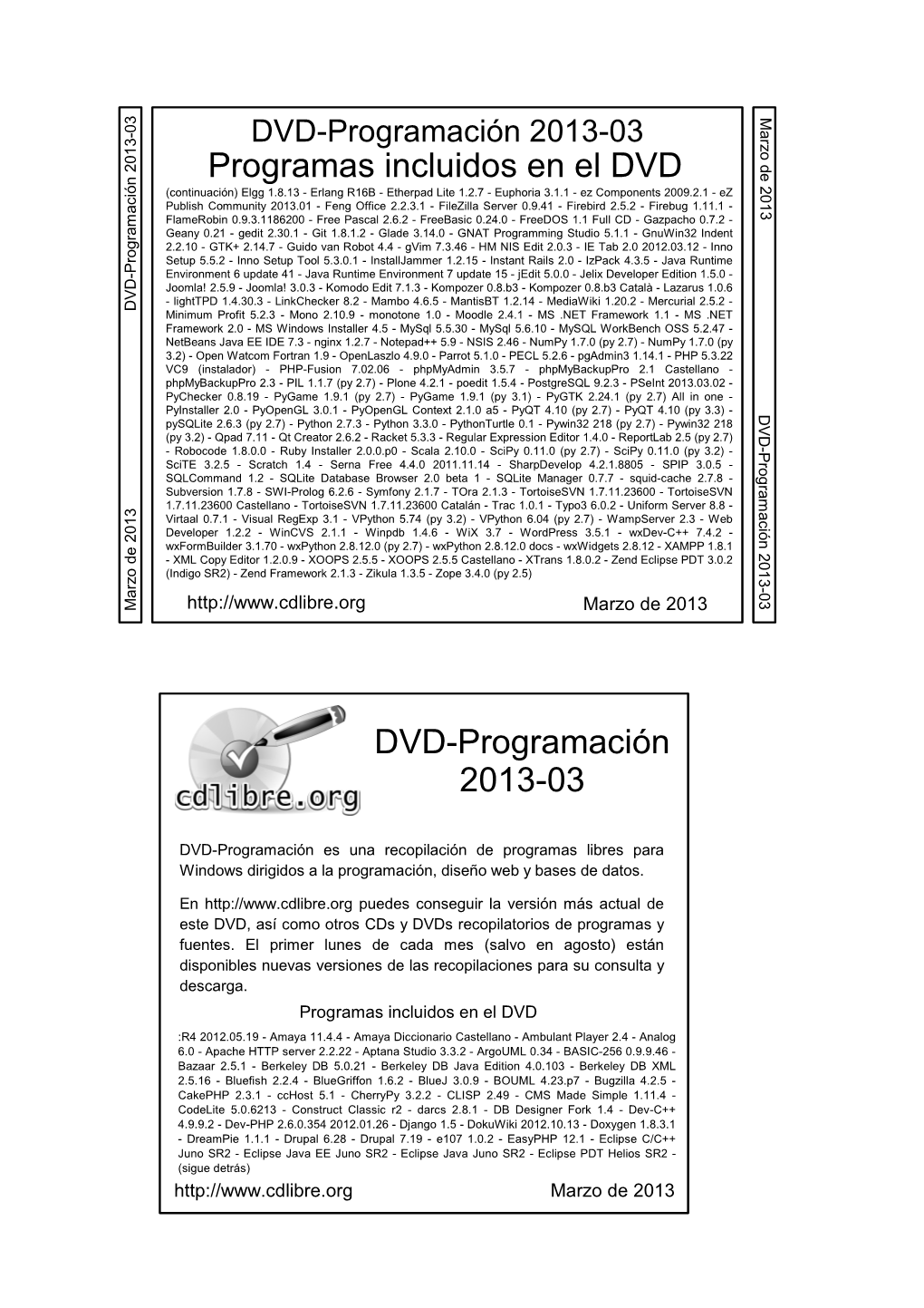 Programas Incluidos En El DVD DVD-Programación 2013-03