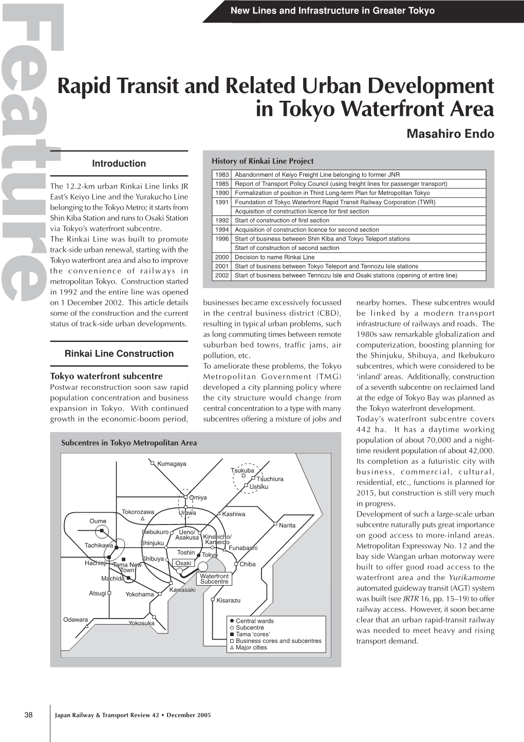 Feature Rapid Transit and Related Urban Development in Tokyo