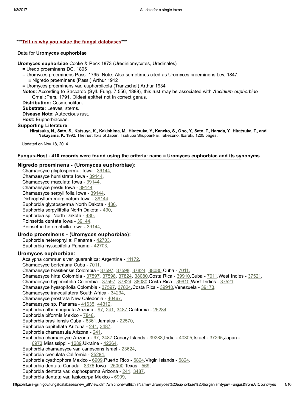 Nigredo Proeminens (Uromyces Euphorbiae): Uredo Proeminens