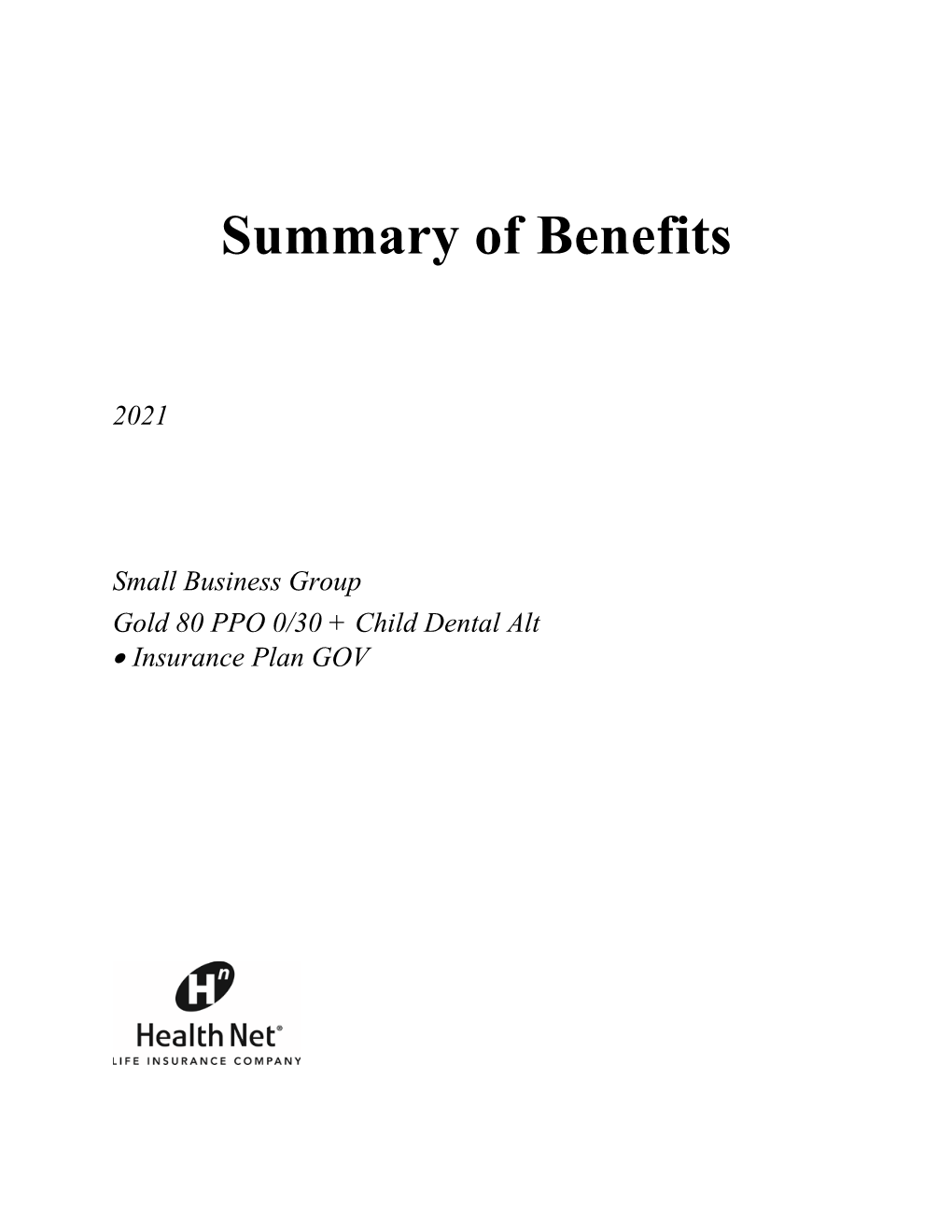 2021 Summary of Benefits
