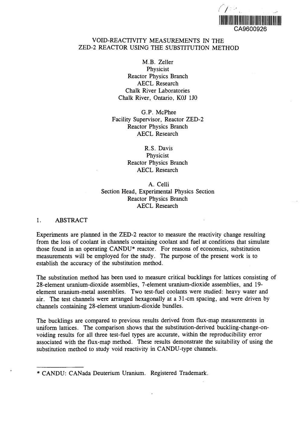 Void-Reactivity Measurements in the Zed-2 Reactor Using the Substitution Method