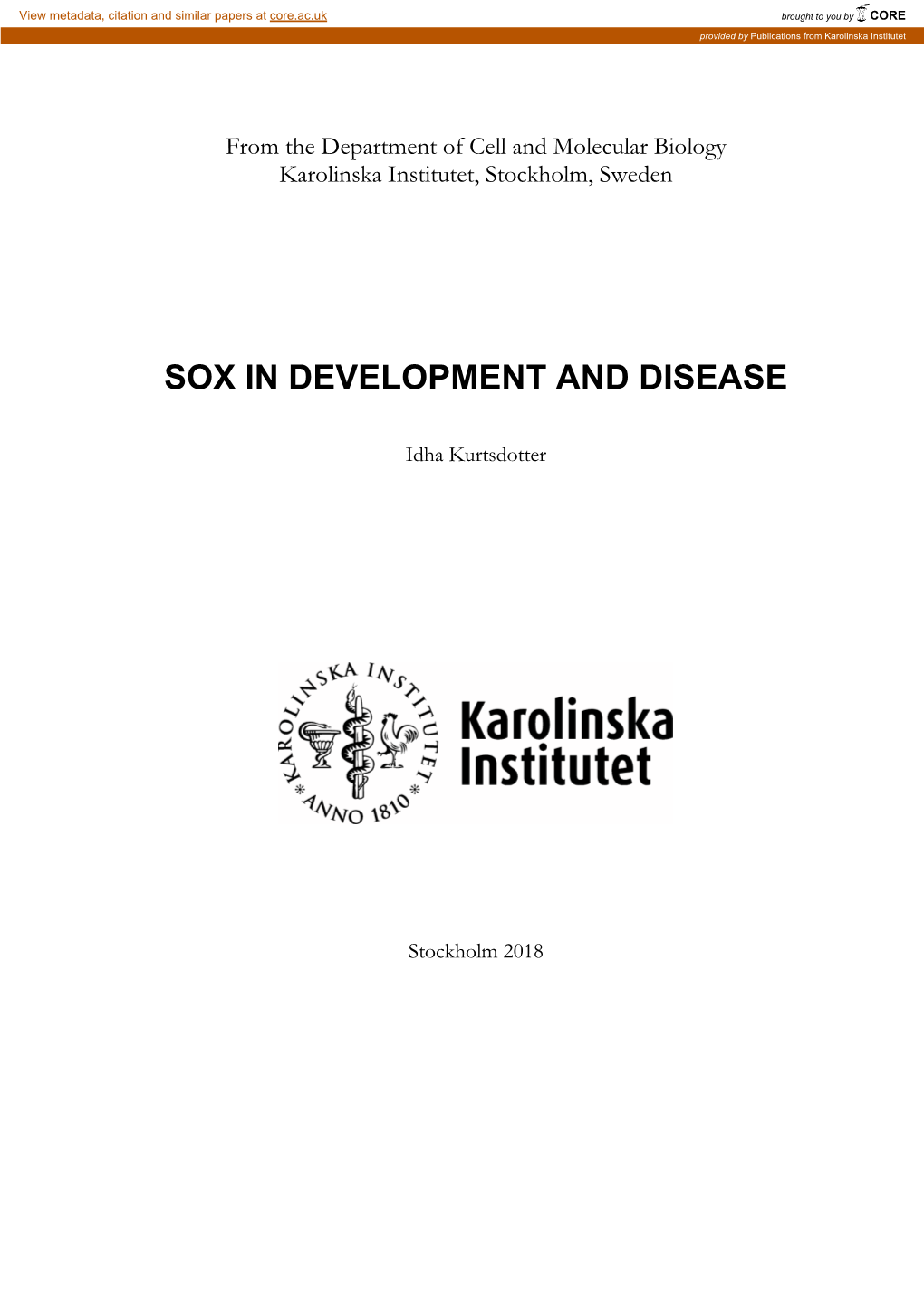 Sox in Development and Disease