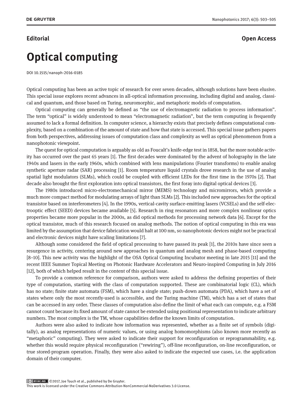 Optical Computing