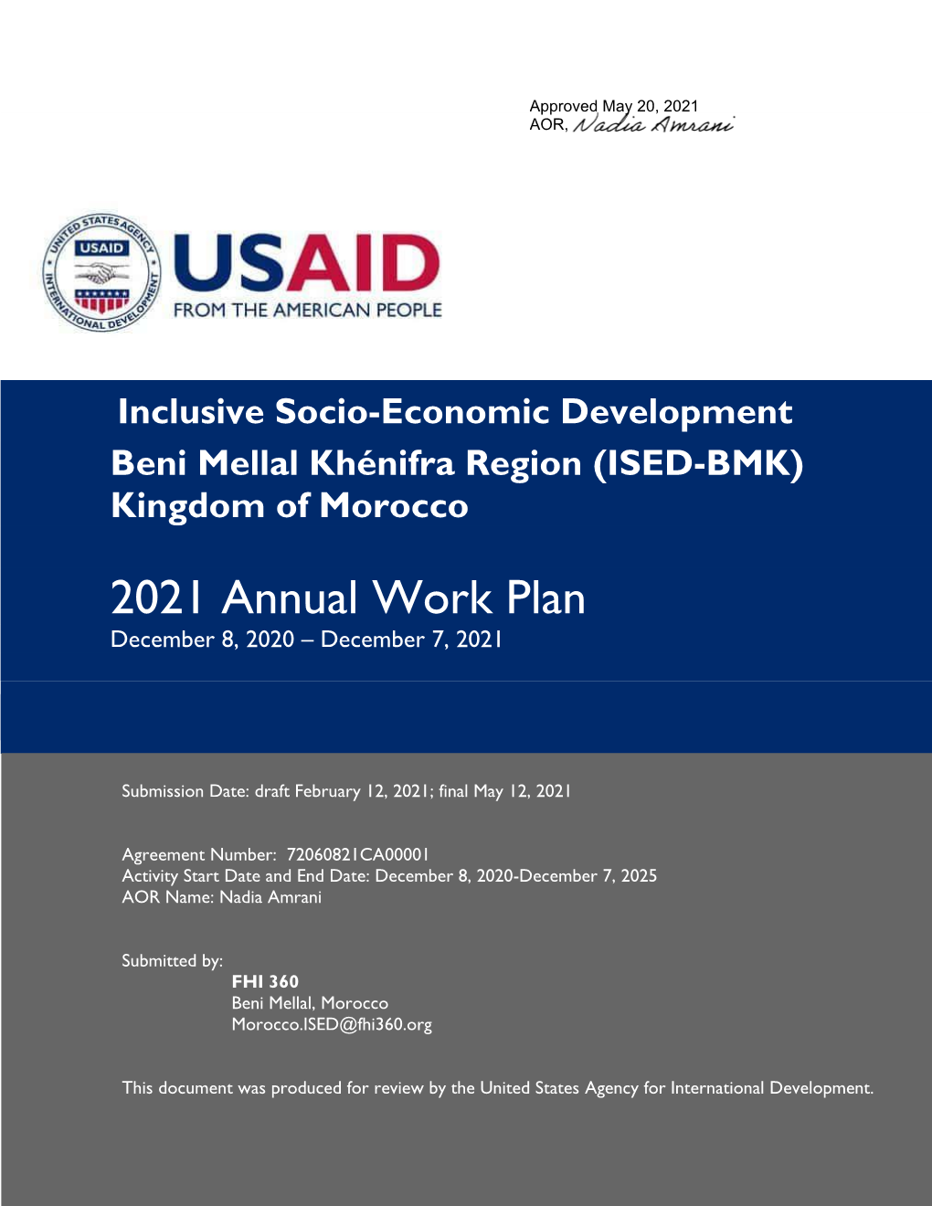 2021 Annual Work Plan December 8, 2020 – December 7, 2021