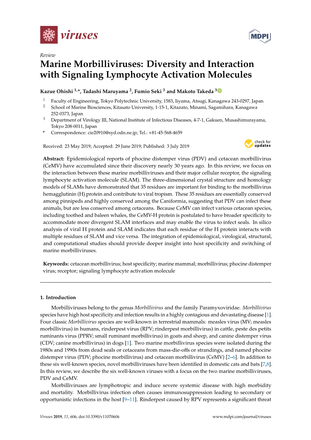 Marine Morbilliviruses: Diversity and Interaction with Signaling Lymphocyte Activation Molecules