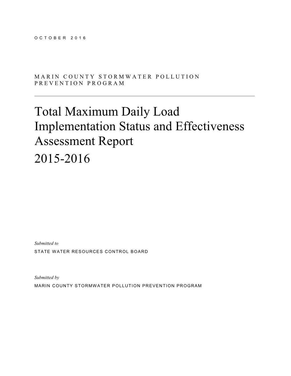 Total Maximum Daily Load Implementation Status and Effectiveness Assessment Report