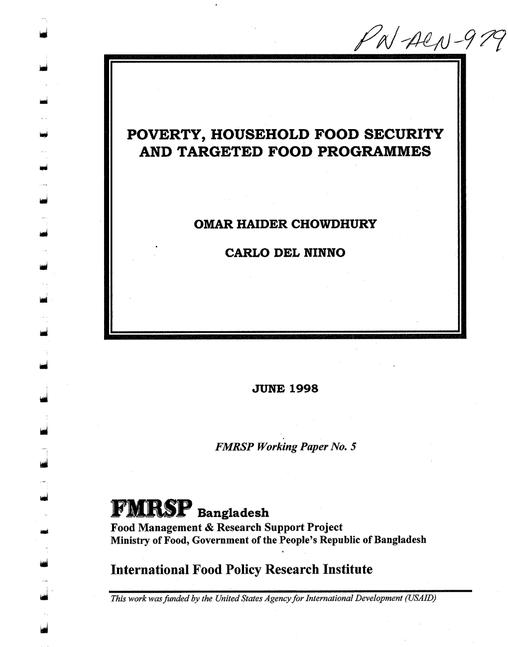 Poverty, Household Food Security and Targeted Food Programmes