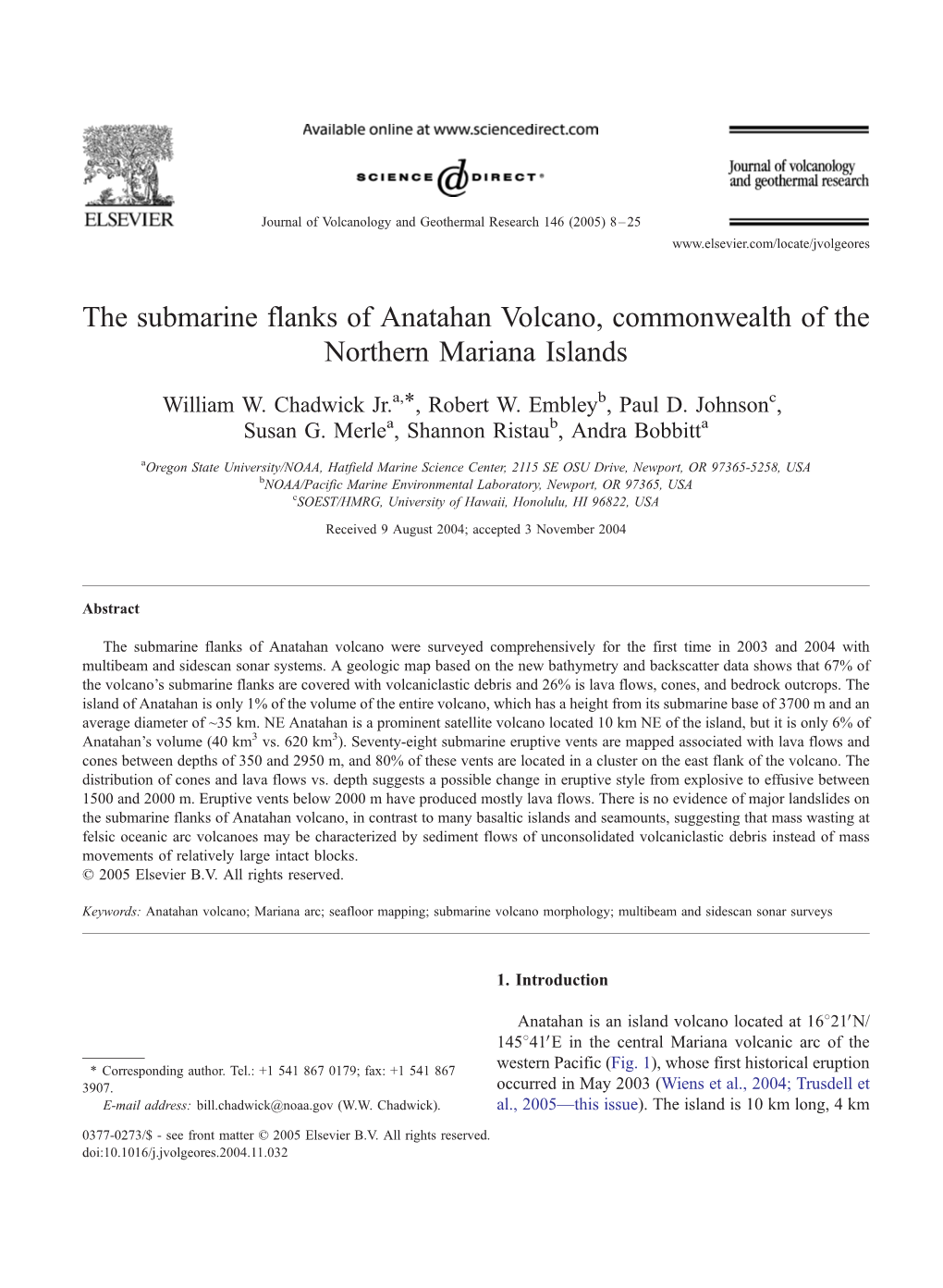 The Submarine Flanks of Anatahan Volcano, Commonwealth of the Northern Mariana Islands