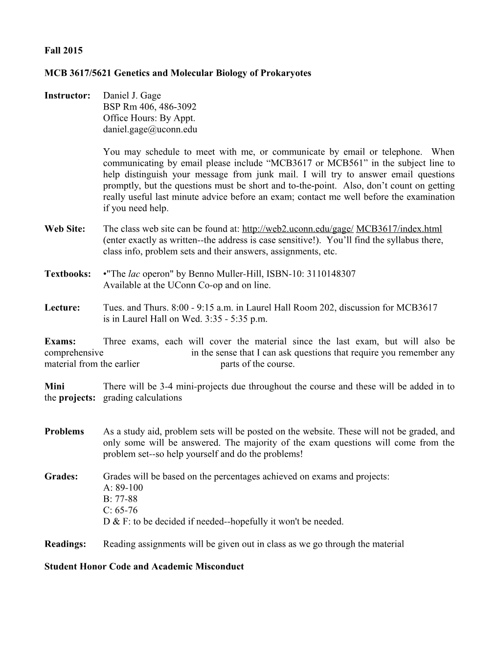 MCB 3617/5621 Genetics and Molecular Biology of Prokaryotes