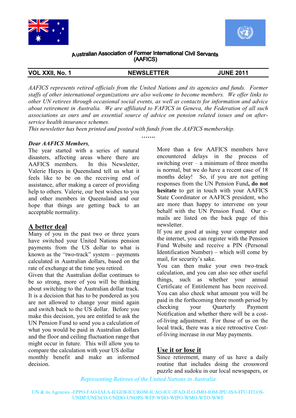 AAFICS Newsletter Vol. 22, No. 1, June 2011 and Rudd