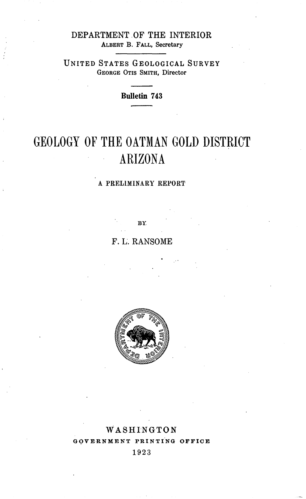 Geology of the Oatman Gold District Arizona