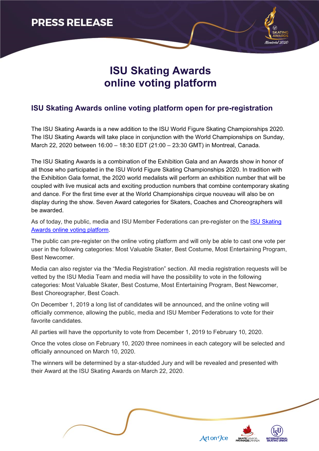 ISU Skating Awards Online Voting Platform