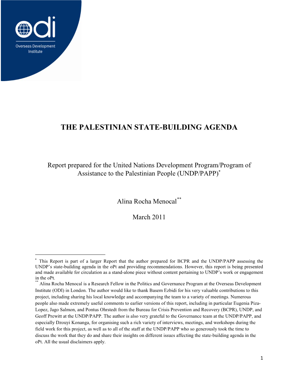 The Palestinian State-Building Agenda