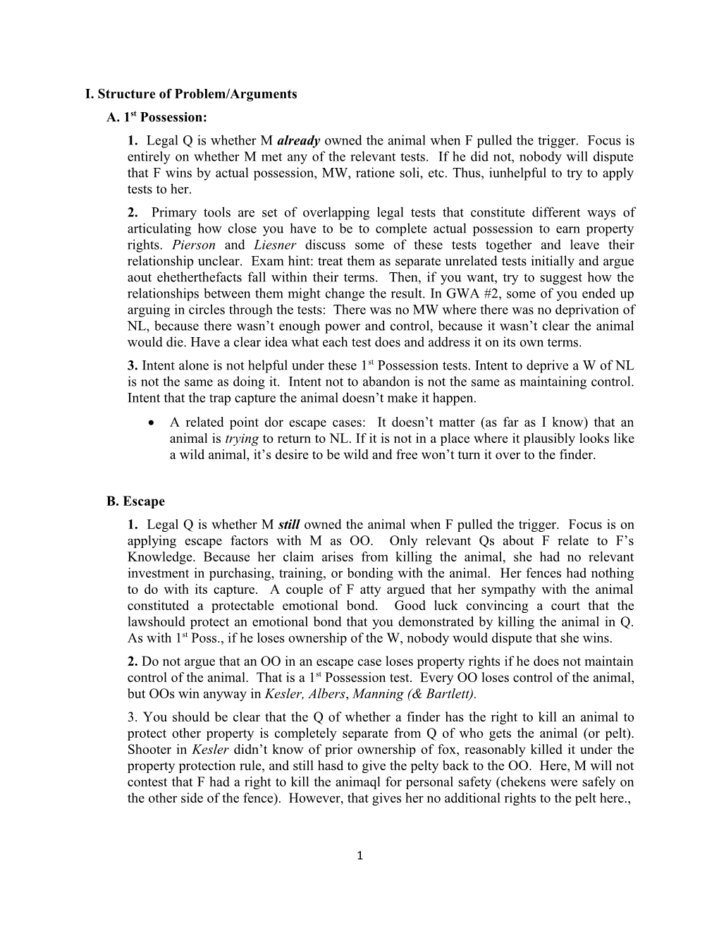 I. Structure of Problem/Arguments