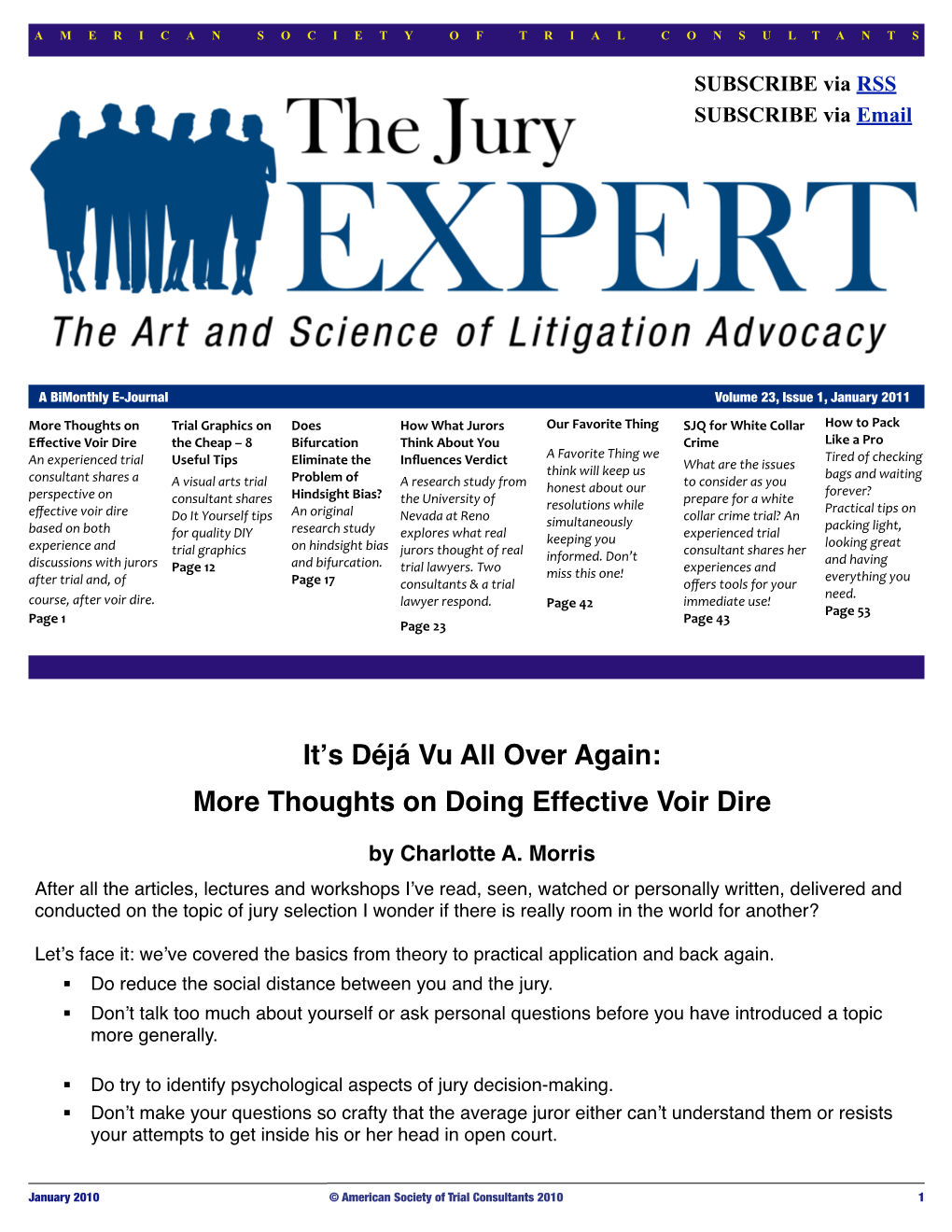 More Thoughts on Doing Effective Voir Dire