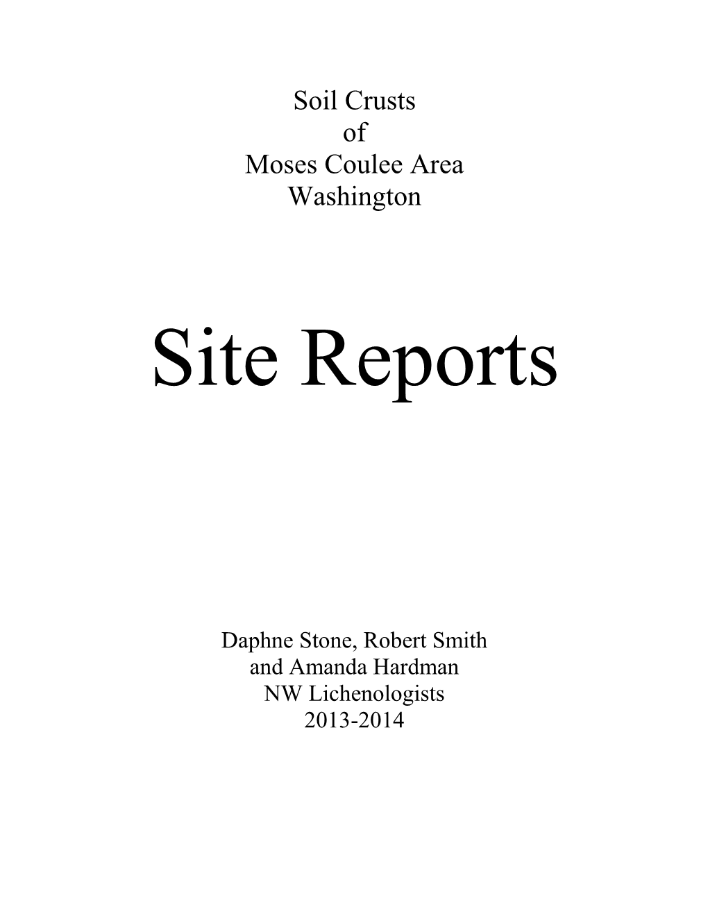 Soil Crusts of Moses Coulee Area Washington