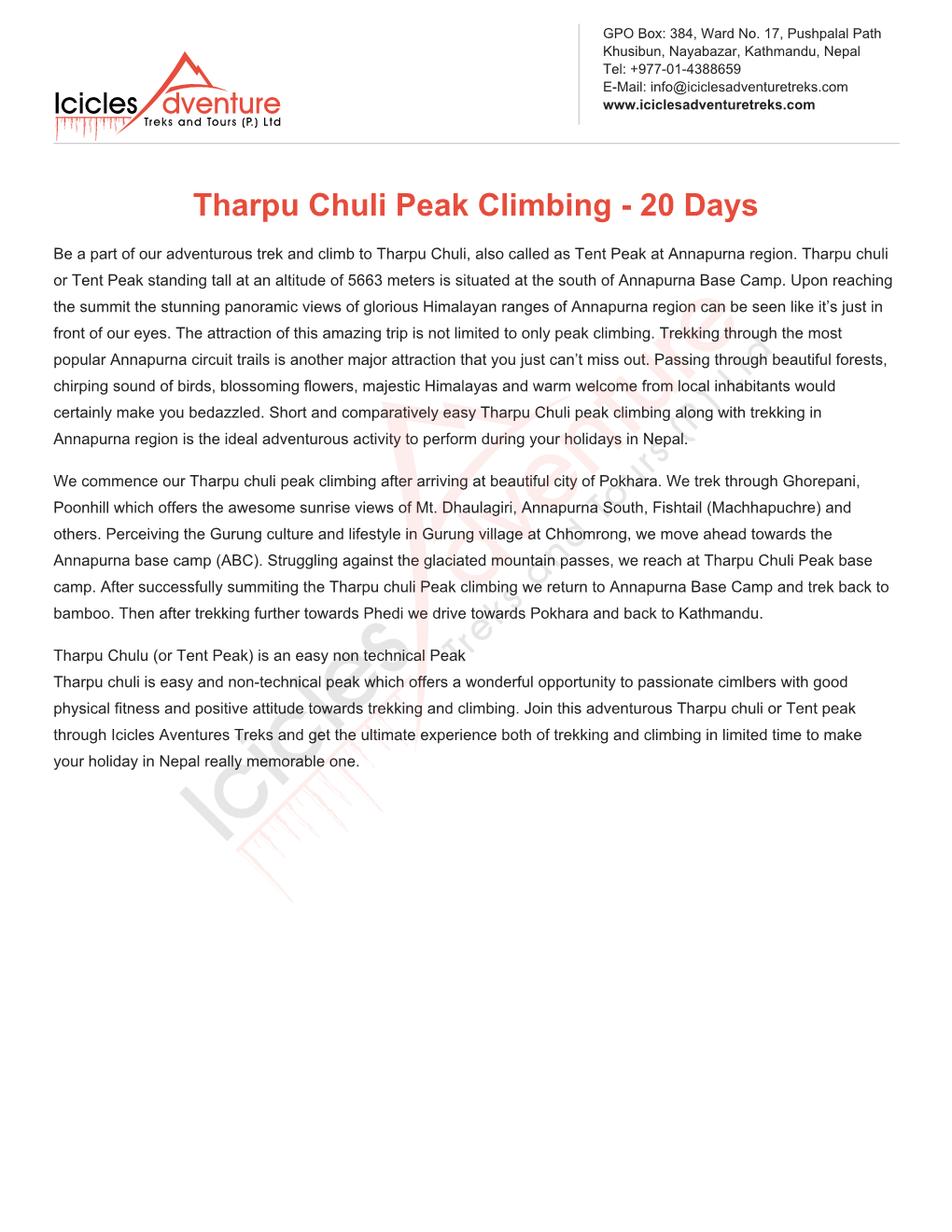 Tharpu Chuli Peak Climbing - 20 Days