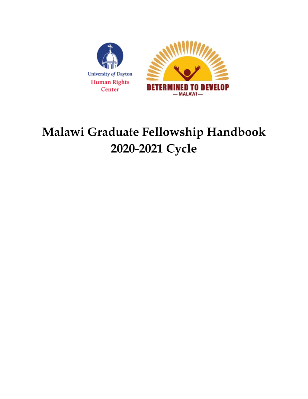 Malawi Graduate Fellowship Handbook 2020-2021 Cycle