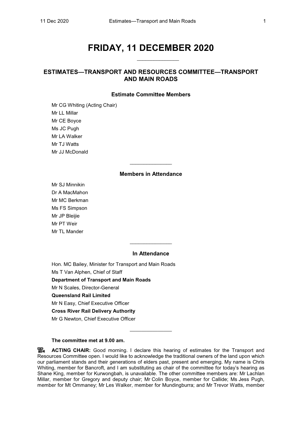 Estimates Committee Transcript