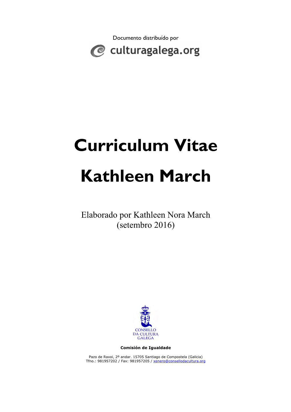 Curriculum Vitae Kathleen March