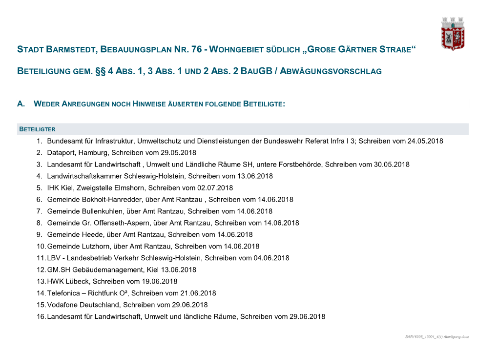 Stadt Barmstedt, Bebauungsplan Nr.76