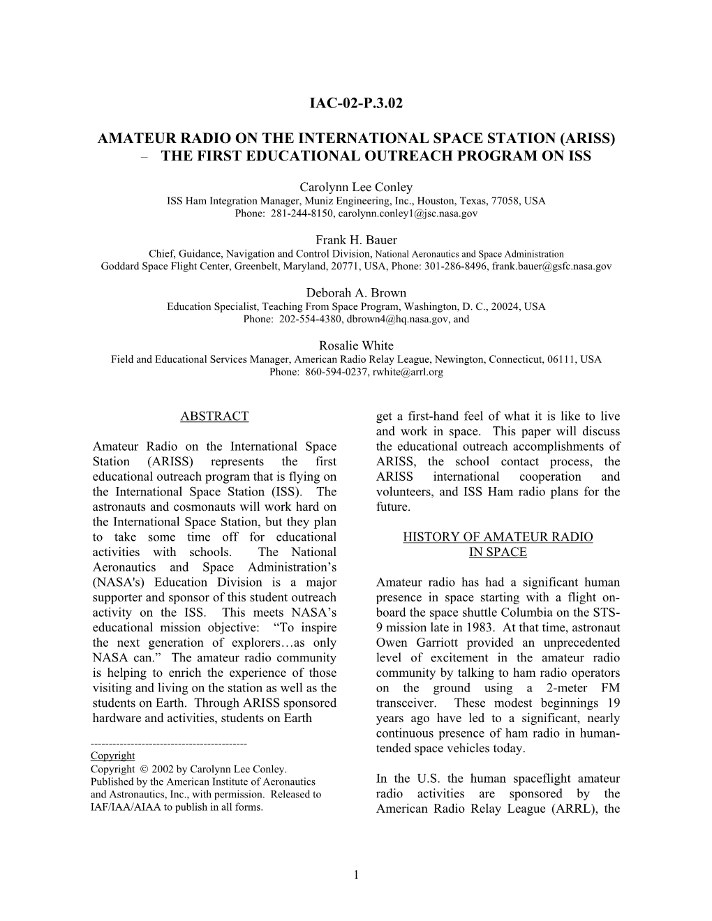 Iac-02-P.3.02 Amateur Radio on the International Space