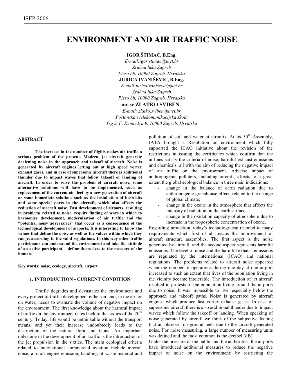 Environment and Air Traffic Noise