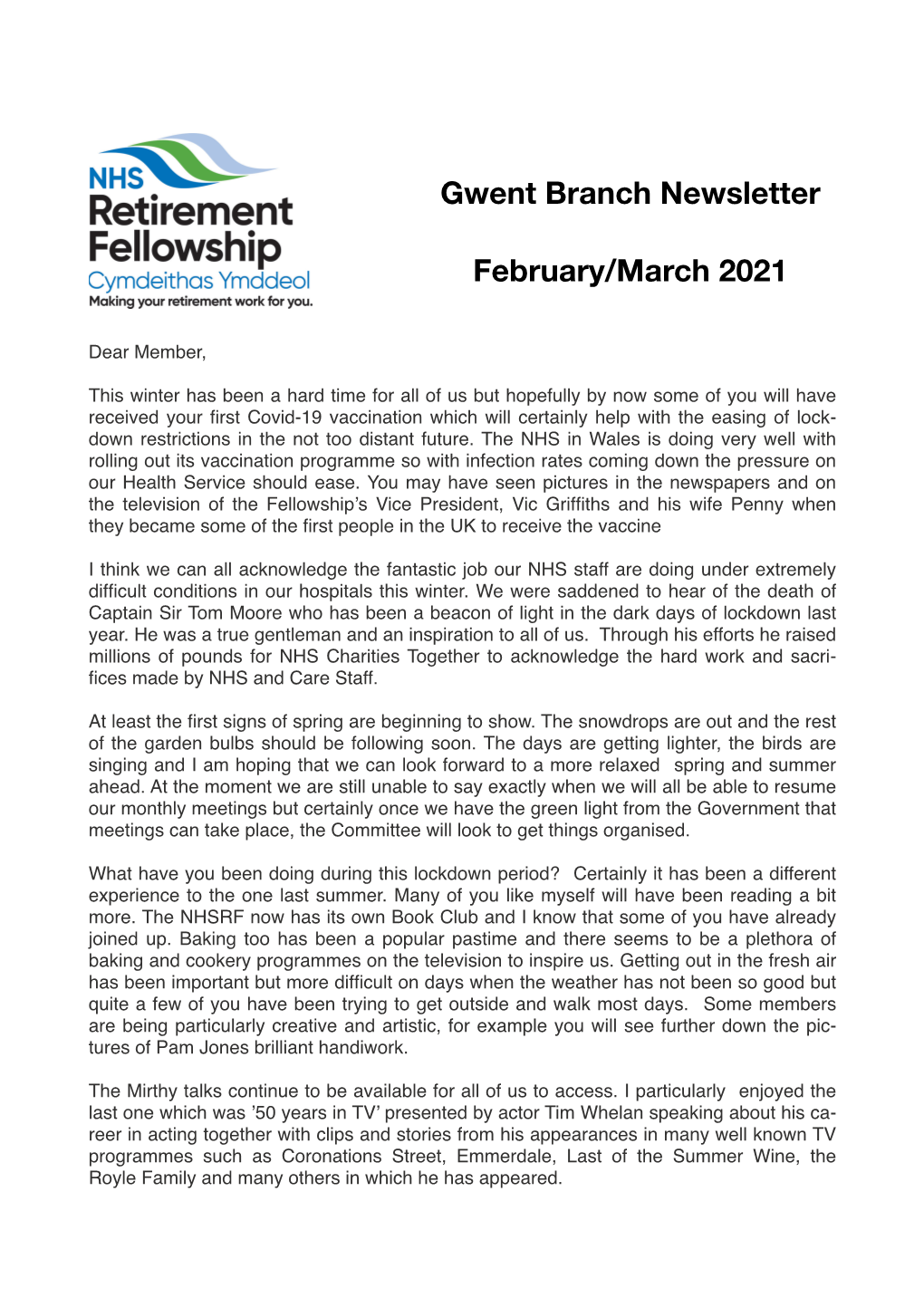 Gwent Branch Newsletter February/March 2021