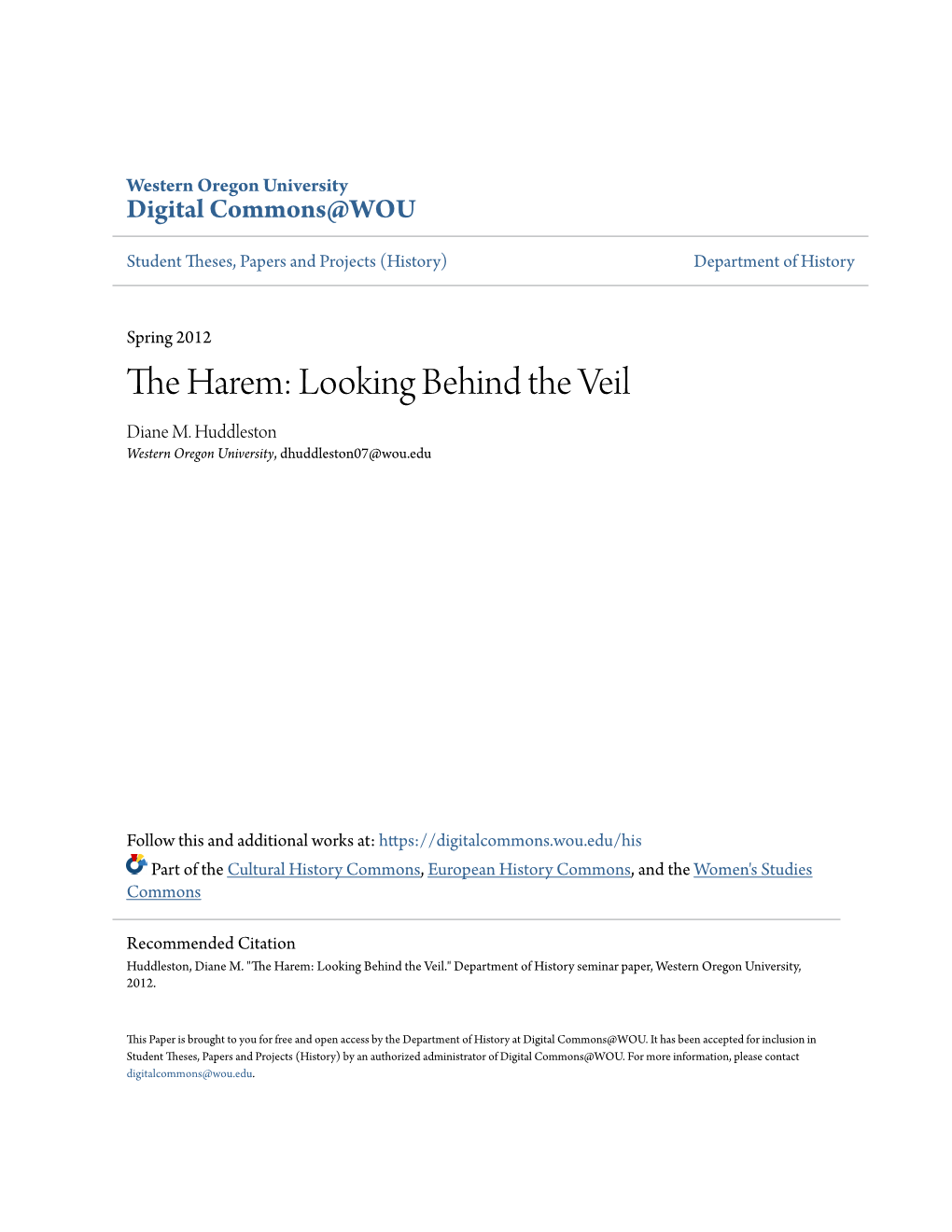 The Harem: Looking Behind the Veil