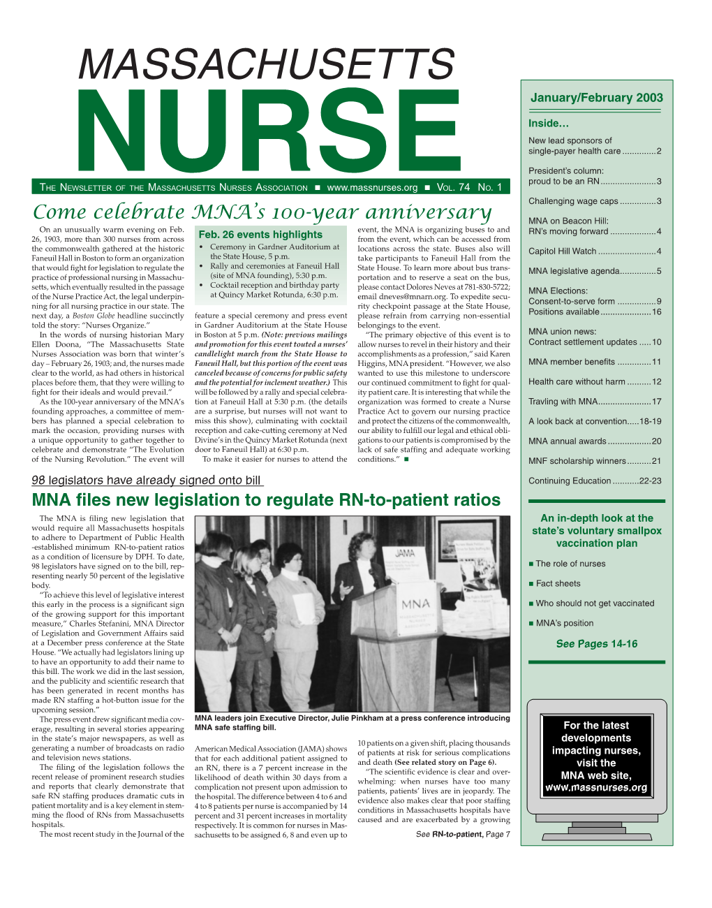Massachusetts Nurse Newsletter :: January/February 2003