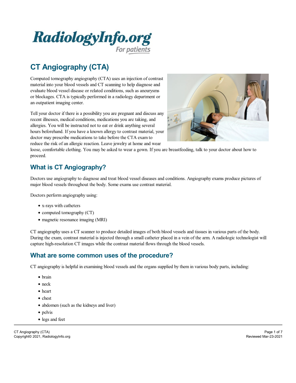 (CT) Angiography