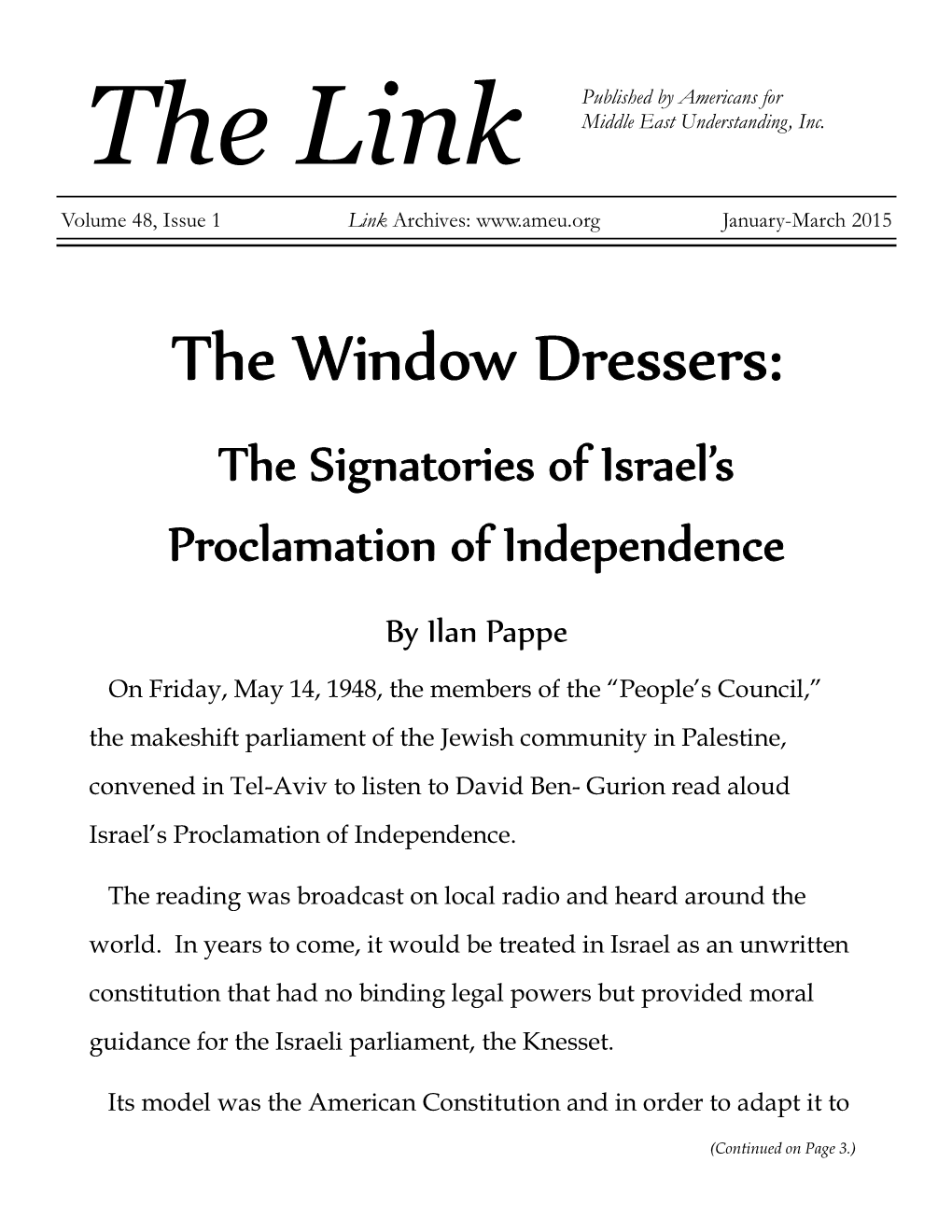 The Window Dressers: the Signatories of Israel's Proclamation