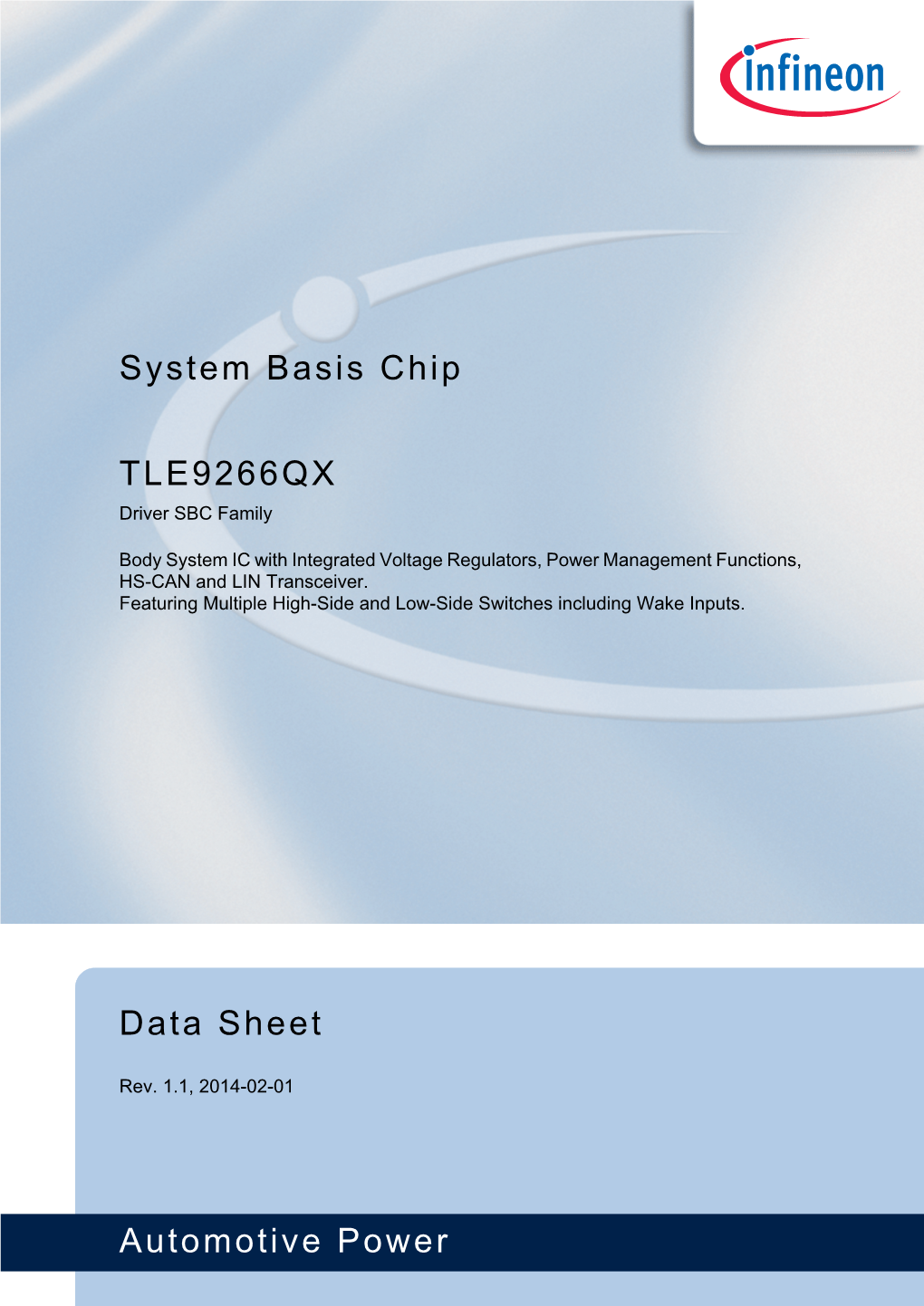 Automotive Power Data Sheet TLE9266QX System Basis Chip