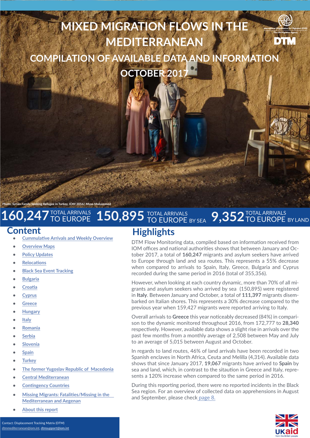 Mixed Migration Flows in the Mediterranean Compilation of Available Data and Information October 2017