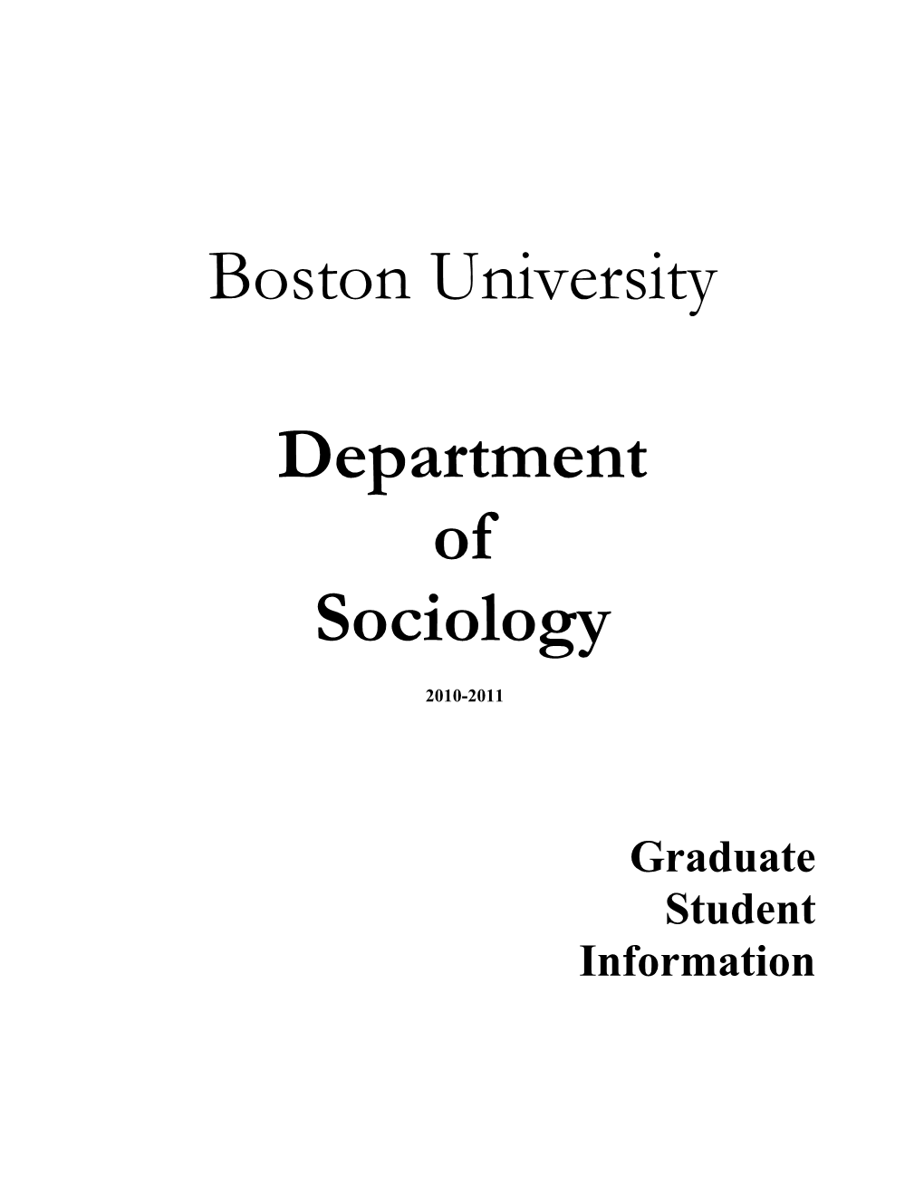 Graduate Programs in Sociology at Boston University