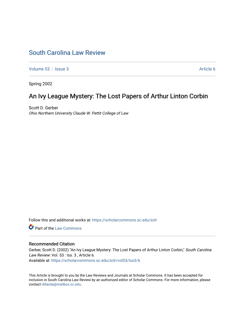 An Ivy League Mystery: the Lost Papers of Arthur Linton Corbin