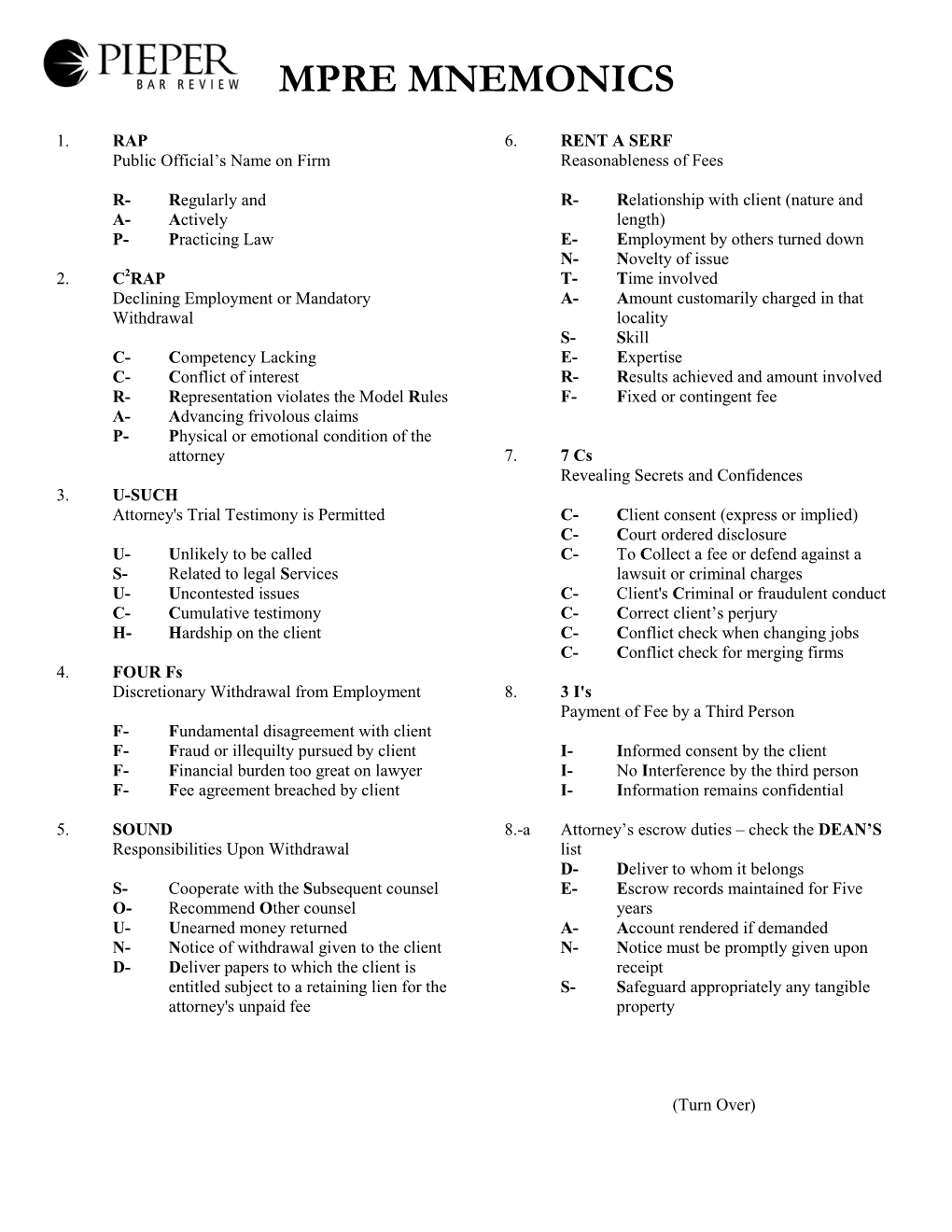 Mpre Mnemonics