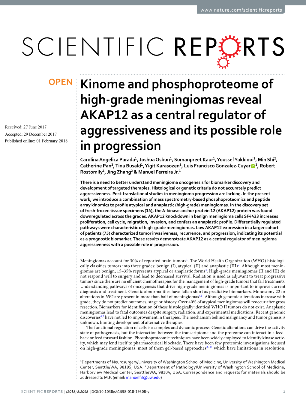 Kinome and Phosphoproteome of High-Grade Meningiomas Reveal