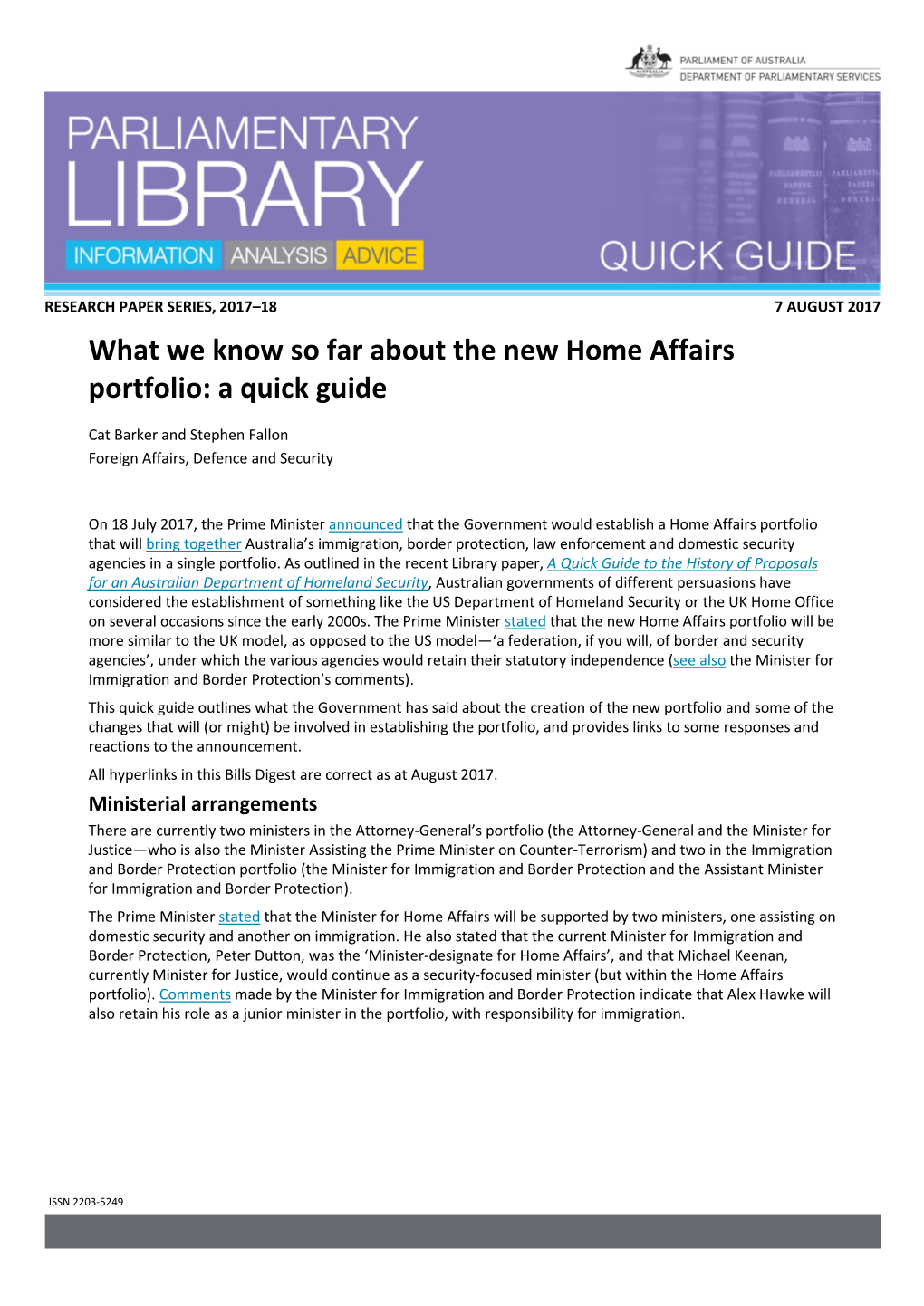 What We Know So Far About the New Home Affairs Portfolio: a Quick Guide