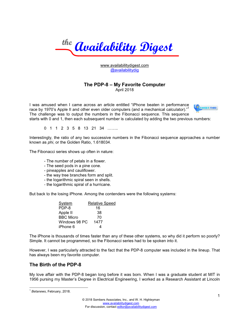 Availability Digest