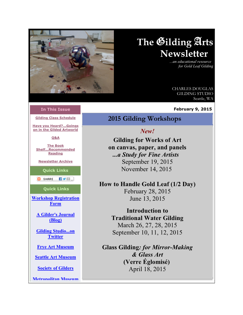 The Gilding Arts Newsletter ...An Educational Resource for Gold Leaf Gilding