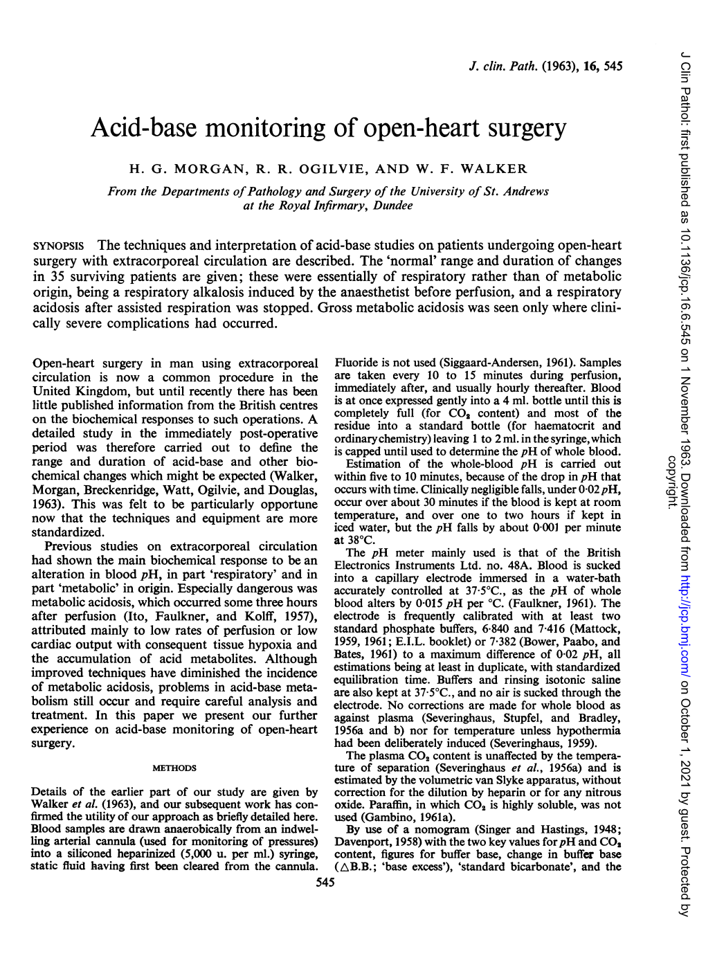 Acid-Base Monitoring of Open-Heart Surgery